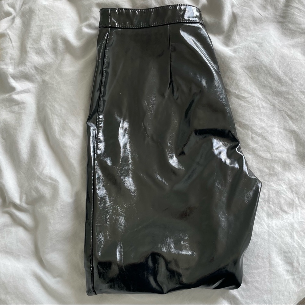 H&M Faux Leather High-Waisted Pants - Straight Leg - Picture 5 of 9